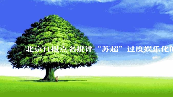 北京日报点名批评“苏超”过度娱乐化的动机是什么？